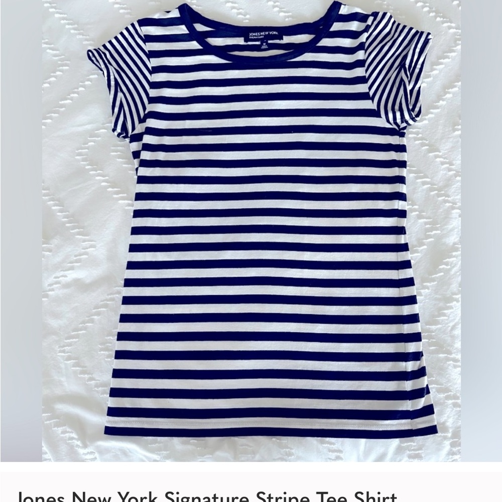 Jones New York Blue and White Striped Top